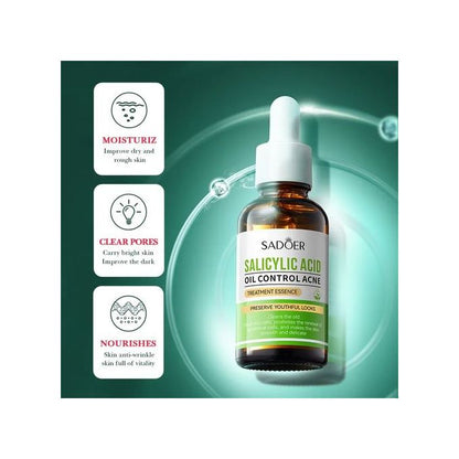SADOER 2 in 1, Niacinamide Face Brightening Essence + Salicylic Acid Acne Treatment Essence, Oil Control and Black Heads Remover, Like Vitamin C, Smoothens, Inhibit Acne and Pimples, Brightens Face
