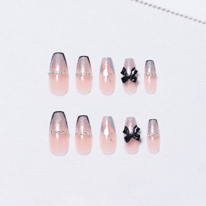 24Pcs nail enhancement fake nail patches reusable snap on style wearing nail patches