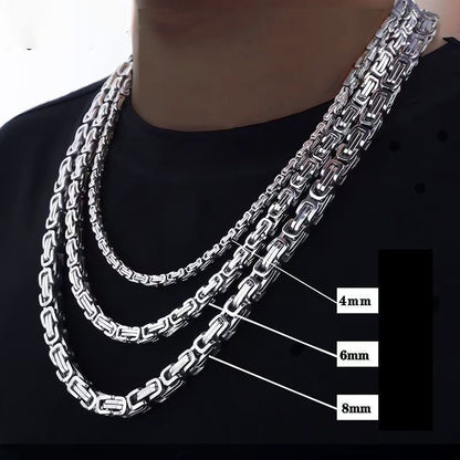 Aesthetic silver chain man chunky necklace or bracelet Byzantine Link chain for man rapper hip hop chain necklace stainless steel no fade necklace chain accessory jewelry for men