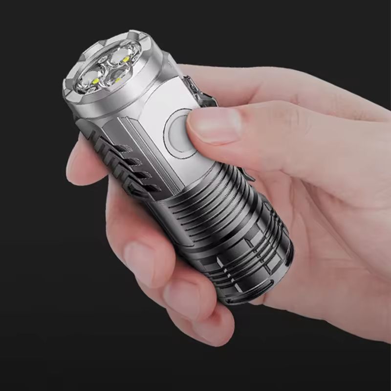 Strong Light Three-eye Rechargeable Flashlights Portable Long-lasting LED Light Multi-speed Adjustment Strong Light Long Shot Outdoor Lighting Torches Camping Light Emergency Work Light