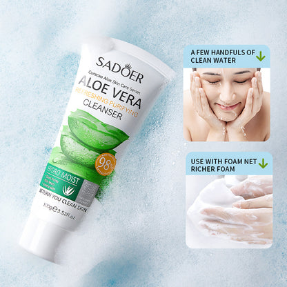 Aloe Vera Cleanser Skin Care Cleaner Shrink Pore Deep Cleaning Care Skin Rejuvenation moisturizing Face Wash Oil Control 100g