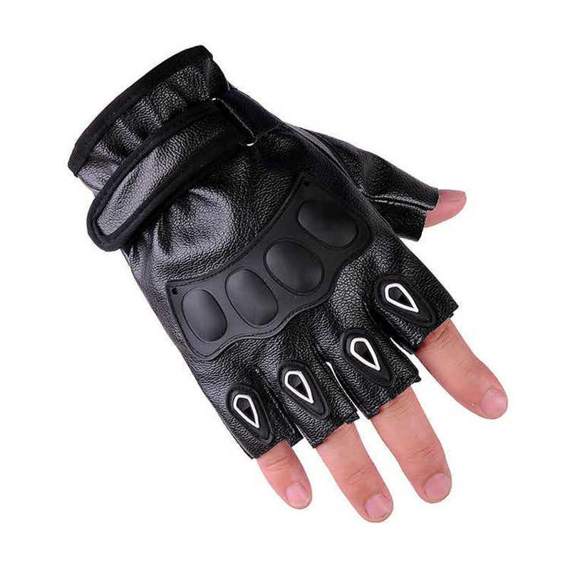 Gloves & Mittens Gloves & Mittens Black PU Leather Fingerless Gloves Solid Female Half Finger Racing Moto black one size