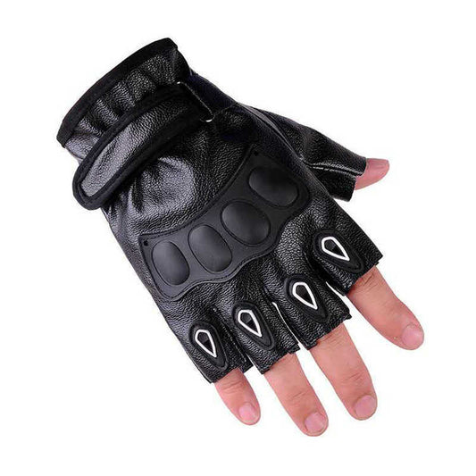 Gloves & Mittens Gloves & Mittens Black PU Leather Fingerless Gloves Solid Female Half Finger Racing Moto black one size