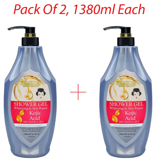 2 Packs Roushun Kojic Acid Shower Gel -1380ml X 2 Body Fast Whitenng Shower Gel Deeply Cleanses Rich and Creamy blend Softer Skin After Wash Roushun Kojic Acid Shower Gel 1380ml X 2