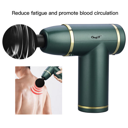 Fascia Gun Electric Massager Gun 8-speed Adjustment 4 Replacement Head Portable Whole Body Relaxation Muscle Massage Gun Mini Portable Electric Deep Tissue Percussion Massager for Pain Relief