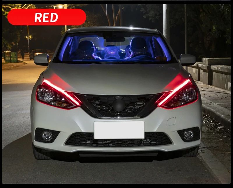 2pcs 30cm LED DRL Car Daytime Running Light Flexible Waterproof Strip Auto Headlights White Turn Signal Yellow Brake Flow Lights 12V