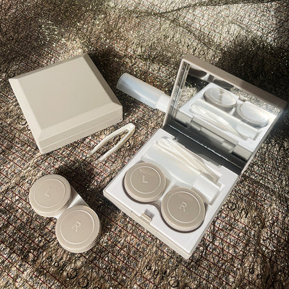 Contact Lenses Box With Mirror Travel Container Kit Cold Solid Color Mini Contact Lens Case Pocket Portable Easy Carry Make Up Beauty Pupil Storage