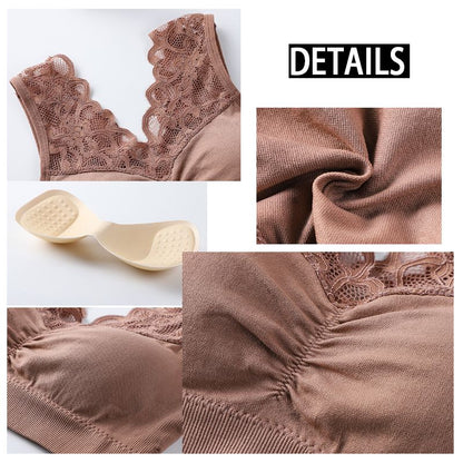 New Arrival Women Lace Bra Seamless Wireless Beauty Back Push Up Bra Cozy Chest Tube Top Sports Fitness Vest Bralette Bra Running Yoga Paded Bra Ladies Underwear Chest Wrap Undies Lingerie Female