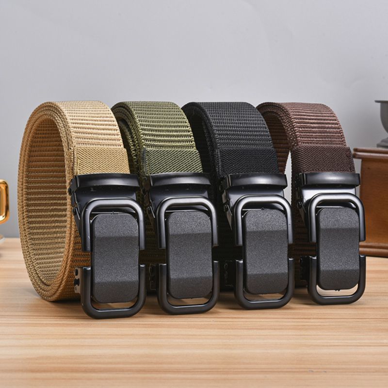Canvas belt, men's automatic buckle, trendy men's military training belt, middle-aged and young outdoor casual denim workwear, pants belt, new style