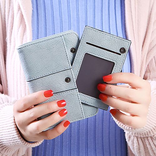 Women's stylish, frosted, flip-top, high-quality classic purse wallets is compact, delicate and practical