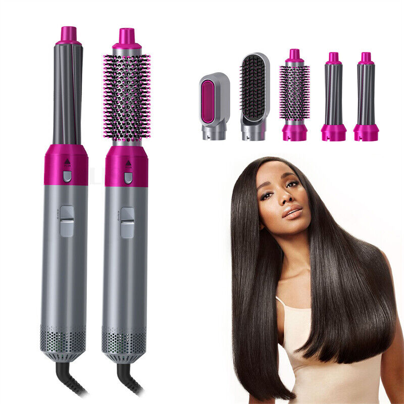 5 In 1 Hair Dryer Comb One Step Multi Functional Hair Curling Styling Straightener Hair Roller Comb Hot Air Styler Hair Curler Electric Air Iron Wand Brush