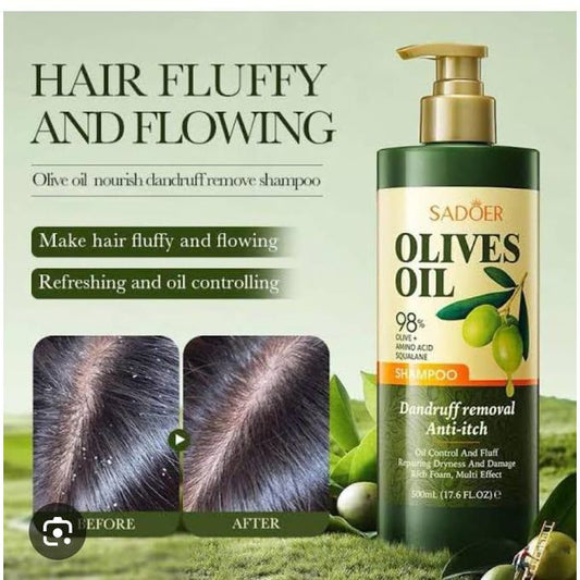 Olives Hair Shampoo For Cleaning, Removing Dandruffs, Fresh Soft Hair, Treat Scalp, Improve Hair Loss & Rich Foam (500ml)