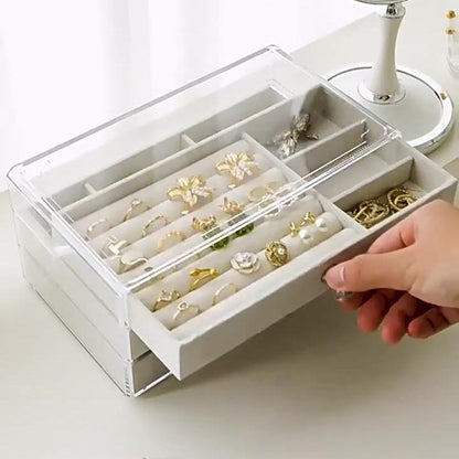 Jewelry box organizer Jewelry Case PU Leather ring/bracelet/necklace/earrings/watch jewelery Storage Box Jewelry Organizer Display three layers drawers organizer display gift for friend