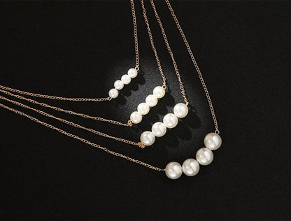 Multi-layer Metal Large and Small Double-sided Pearl Necklace Jewelry Clavicle Chain