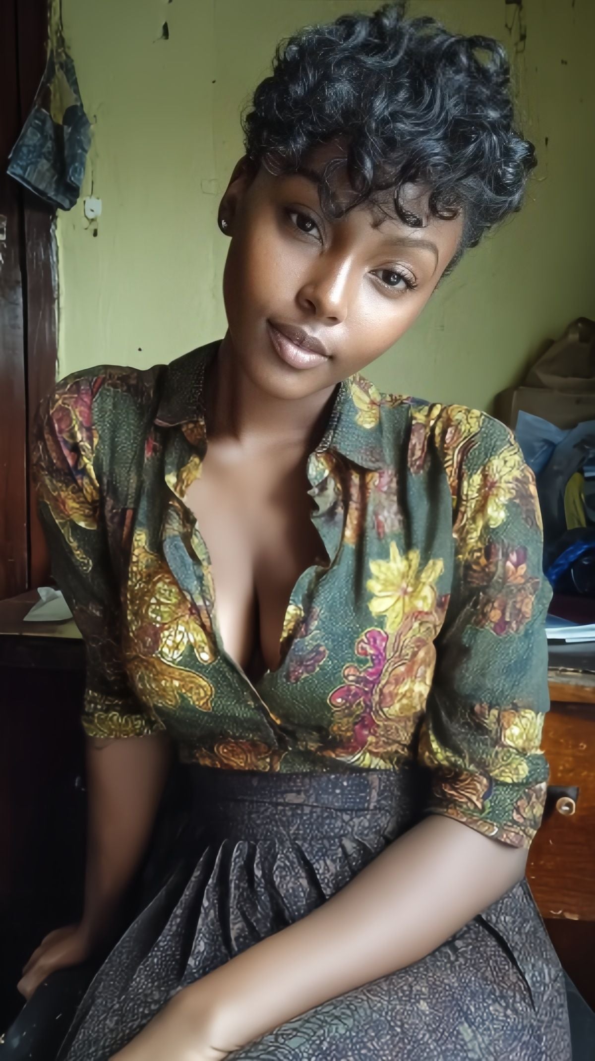 Synthetic Short Curly Wigs - 6 Inch 1B Black | Natural Look(African Women, Quick Install, Birthday Gift)