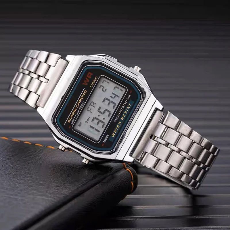 Luxury Gold Silver Sports Military Watches Men Women LED Digital Wristwatches Retro F91W Steel Band Electronic Watch Wrist Clock
