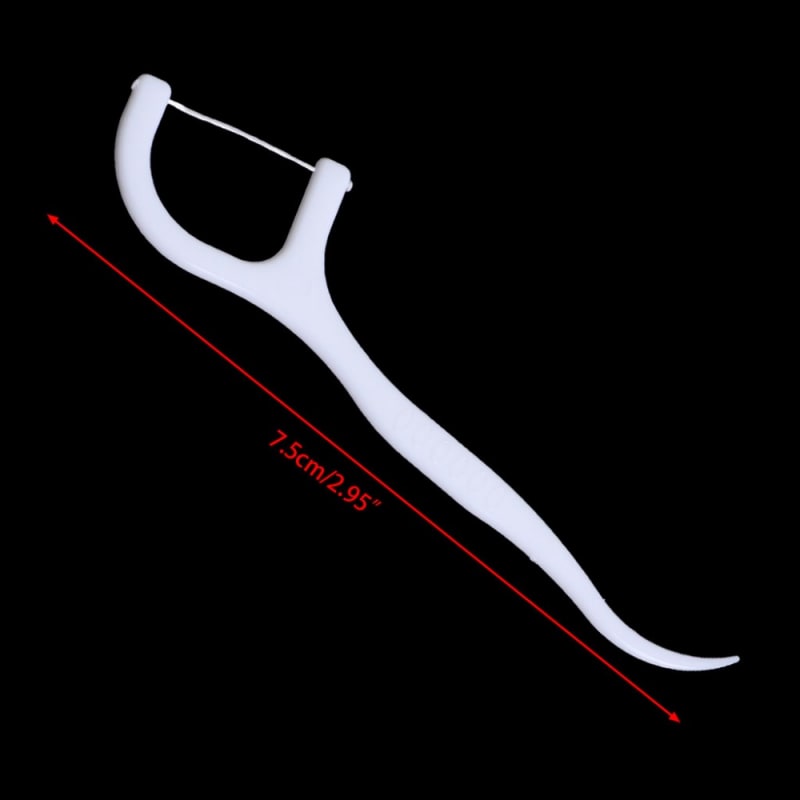 50pcs Dental Floss Flosser Bleaching Picks Toothpicks Teeth Stick Interdental Brush Tooth Cleaning Dental Floss Pick Oral Care White 50 Pieces/pack