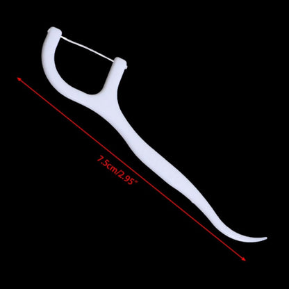 50pcs Dental Floss Flosser Bleaching Picks Toothpicks Teeth Stick Interdental Brush Tooth Cleaning Dental Floss Pick Oral Care White 50 Pieces/pack