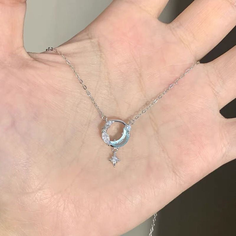 Silver Dream Chasing Star River Moon Necklace Women's Light Luxury Fashion Necklace Versatile Collar Chain
