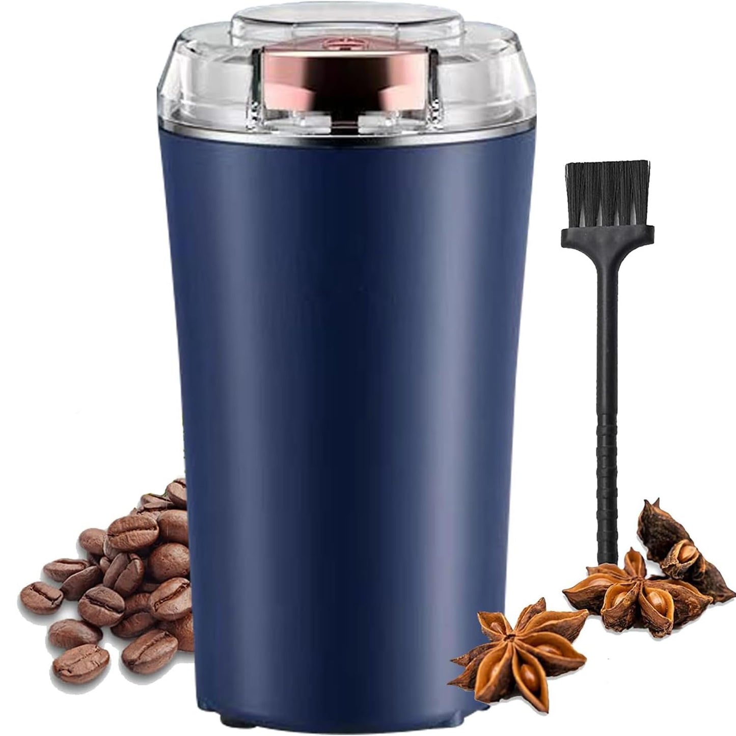 UPHUI Electric Coffee Grinder Spice Grinder Coffee Bean And Vanilla Grinder Equipped With A Brush Spoon And One Button Stainless Steel Grinding Suitable For Vanilla Peanut Grain And Bean Grinding