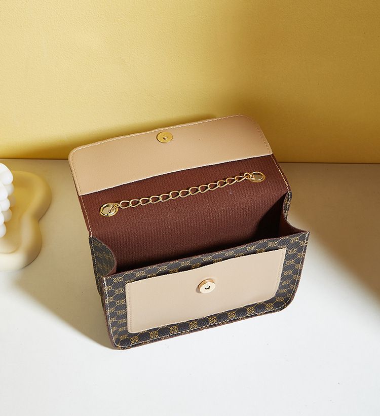 Simple chain bag print classic pearl bag flower material small crossbody bags