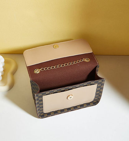 Simple chain bag print classic pearl bag flower material small crossbody bags