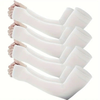 4 Pairs of Premium Cooling Arm Sleeves - Gloves for Sun Protection with Thumb Holes for Men and Women - Perfect for Golf, Basketball, Cycling, Fishing, Driving, and Jogging Outdoor Activities