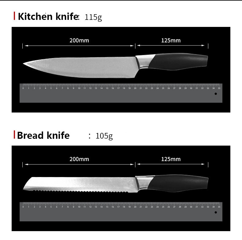 5in1 Kitchen Stainless Steel 5 pieces Cutter Set Knifes Set Trenchant Sword Chef's Knife Household Fruit Knife Bread Knife Paring knife