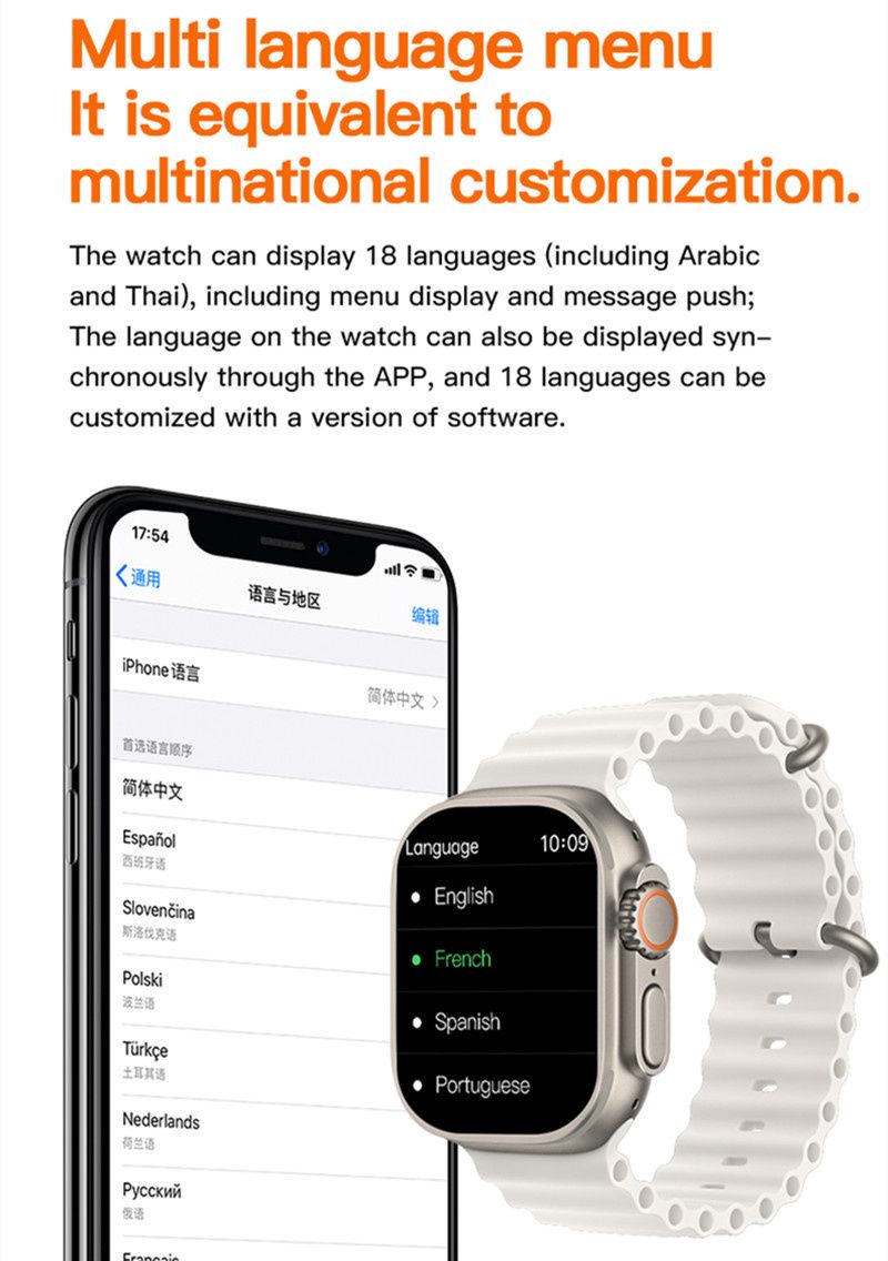 RichRipple U9 Ultra Smart Watch Strap 49mm 2.01 Inch Full Touch Screen Sports Fitness Watch IP68 Waterproof Bluetooth Smart Watch