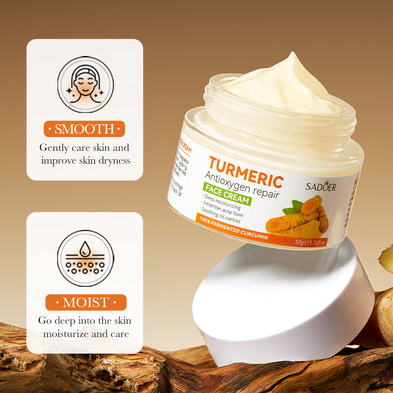 SADOER Turmeric Antioxygen Repair Face Cream Deep Hydration Improve Acne Soothing Oil Control Moisturizing Delicate Smooth Facial Skin Care