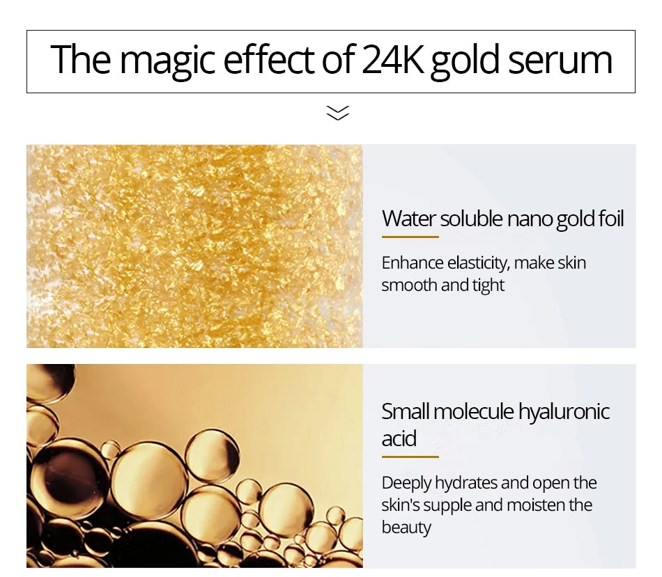 [Promotion] 100ml 24k Gold Hyaluronic Acid Nicotinamide Face Serum Anti Aging Facial Lifting Collagen Essence Skin Care Whitening Serum