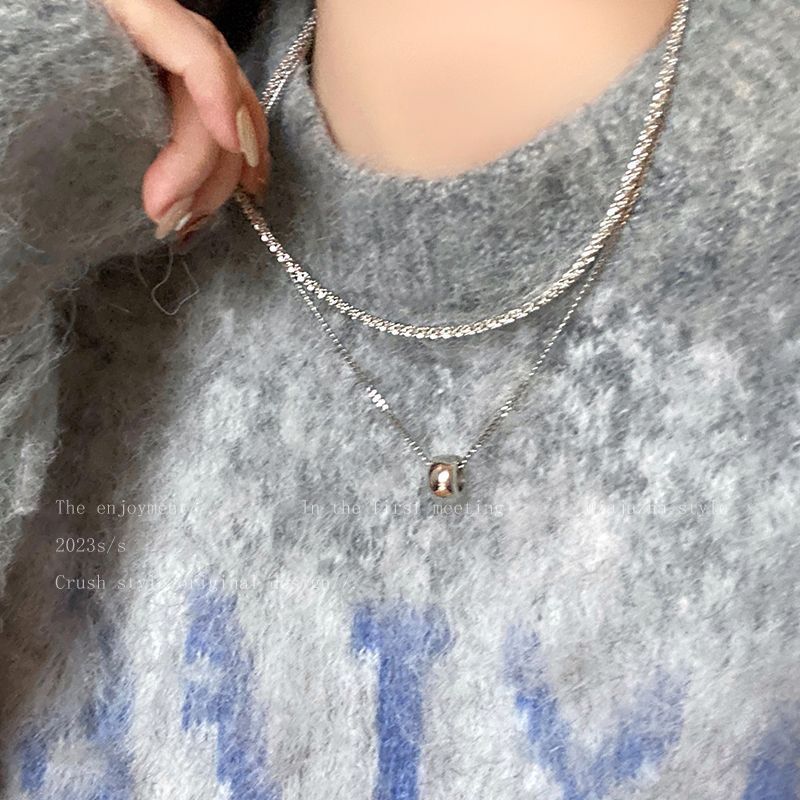 Double-Layer Sparkling Chain Women's Autumn And Winter Matching Necklace Sweater Chain Fashionable And Stylish Long Accessories