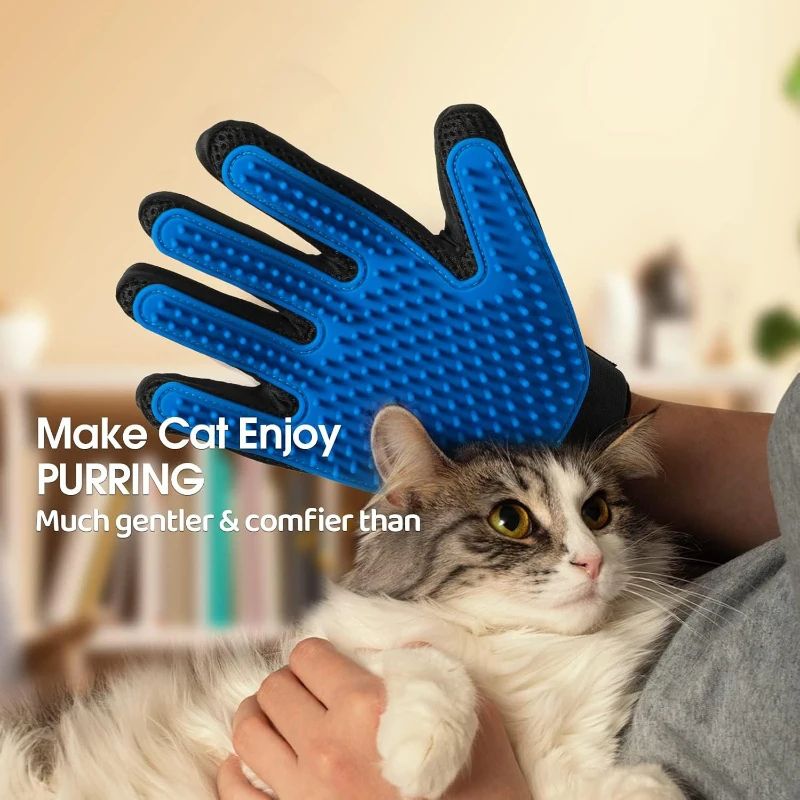 Pet Hair Removal Brush Cat and Dog Hair Removal Gloves Cat and Dog Floating Hair Bath Supplies Rubber Gloves Grooming Comb Pet Finger Cleaning Massage Tool Hair Removal Brush Pet Grooming Gloves