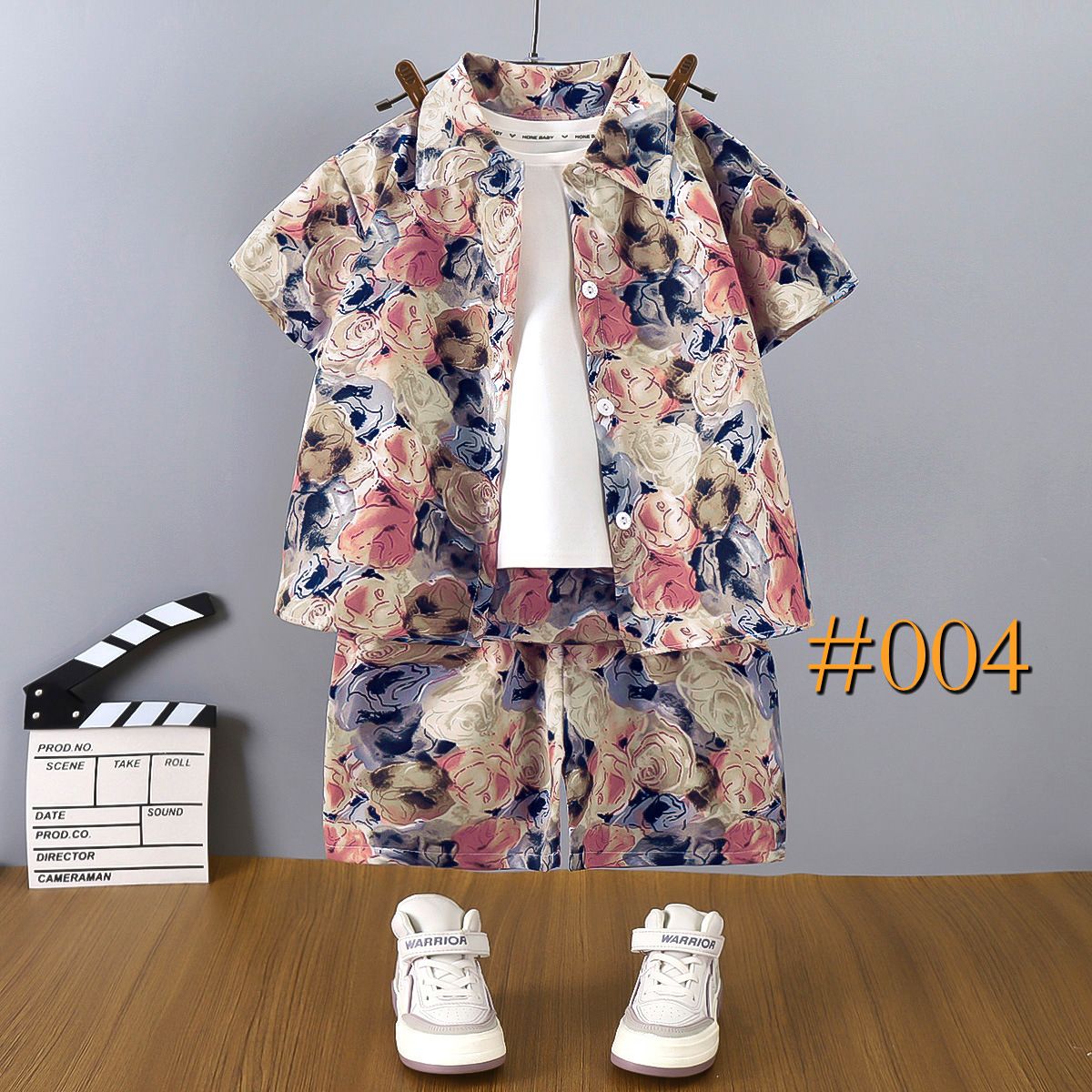 2-Piece Set (Shirt+Shorts) New Boys' Casual Clothing Set Cute Printed Short Sleeve Shirt & Summer Shorts Outfit For Kids