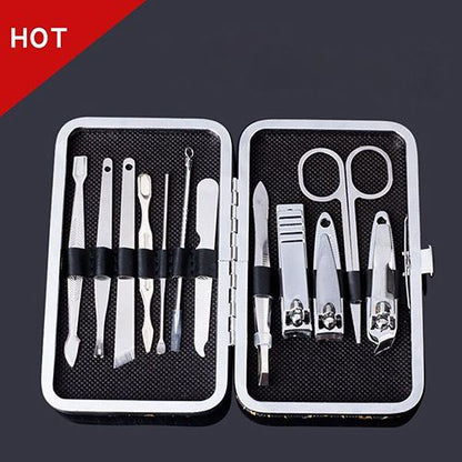 12-piece beauty set, finger care, nail clippers, cleanser, cuticle, pedicure, nail art, ear pick, peeling tool, small scissors, box, makeup set, manicure tool