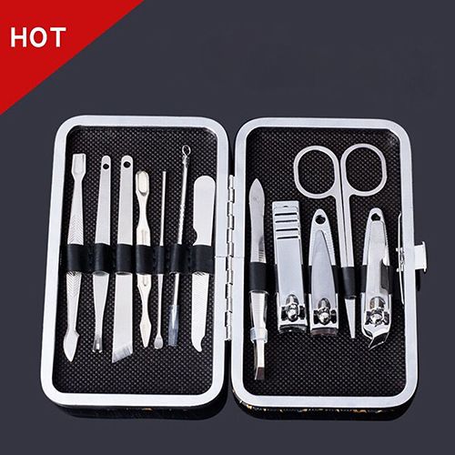 12-piece beauty set, finger care, nail clippers, cleanser, cuticle, pedicure, nail art, ear pick, peeling tool, small scissors, box, makeup set, manicure tool