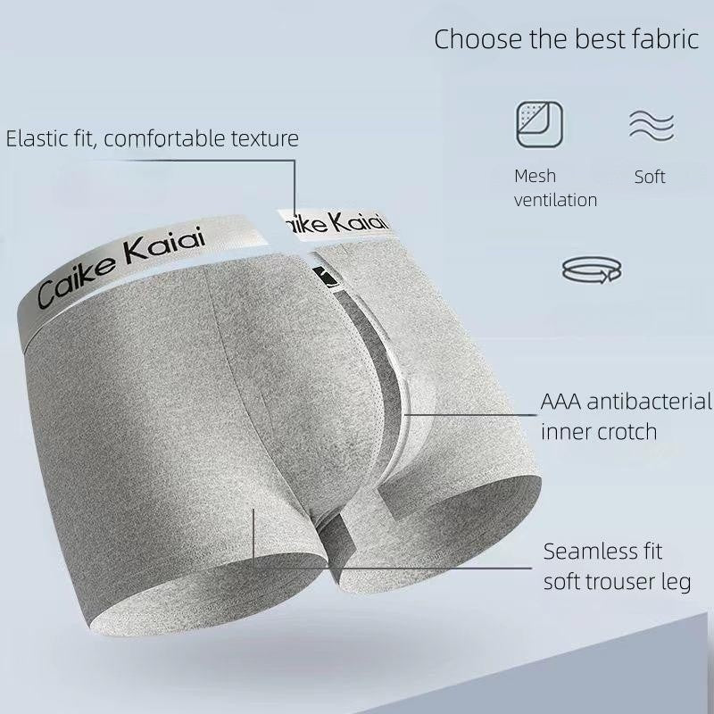 Caike Kaidi 4-piece gift box Men's underwear Men's Clothes Underwear Men's Boxer Briefs Cotton underwear Trend Antibacterial Breathable and Youth shorts Underwear