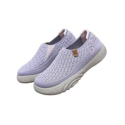 Autumn Shoes for Women Breathable Comfortable Slip-on Loafers Non-slip Thick Sole Casual Flat Shoes for Women Purple