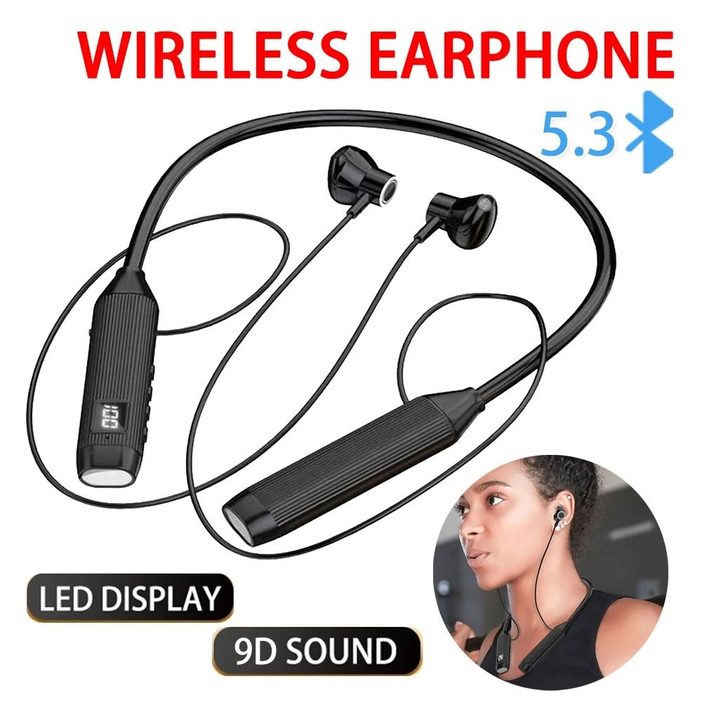 2025 New Upgrade Wireless Bluetooth Earphones LED Display Super Power Neckband Magnetic Bass Sports Earphones Headphones Noise Reduction Headsets
