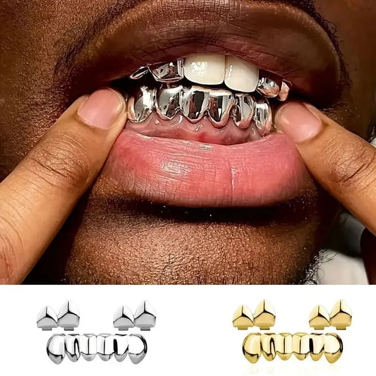 3CPS/Set Hip Hop Teeth For Mouth Grillz Caps Top & Bottom Grill Set vampire teeth for Halloween Party Sets