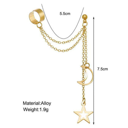 Europe and the United States new creative personality trend metallic earrings long five-pointed star earrings bone clip has layers of fashion women