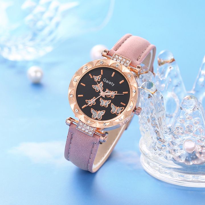 Butterfly Watches Luxury Brand Leather Quartz Women's Watch Ladies Fashion Watch Women Wristwatch Clock For Valentines Gift Favorite Women Giftes