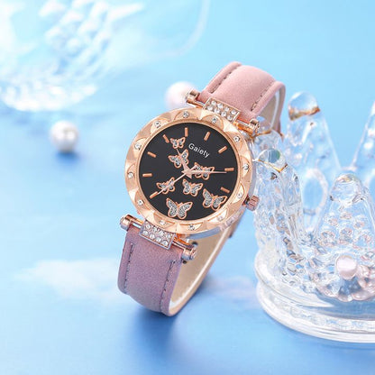 Butterfly Watches Luxury Brand Leather Quartz Women's Watch Ladies Fashion Watch Women Wristwatch Clock For Valentines Gift Favorite Women Giftes