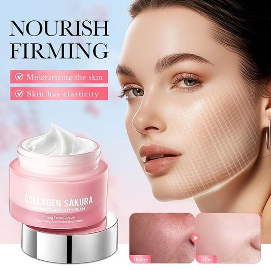 Organic collagen Sakura Moisturizing Brightening Skin Care Face Cream Collagen Firming Anti Aging Adult Facial Cream