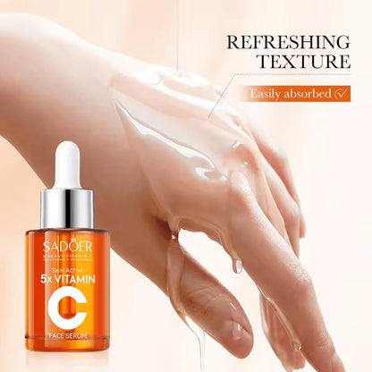 Sadoer 2 in 1 Skin Active 5x Vitamin C Cream + 5 x Vitamin C Serum Complementary, For Deep Hydration, Whitening Dark Spots, Moisturizing, Skin Tone Brightening and Skin Nourishment