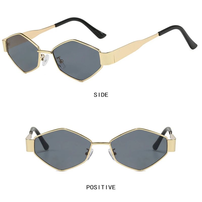 Fashion Polygonal Women Sunglasses 2025 Vintage Brand Rhombus Ladies Sun Glasses Shades Unique Metal Frame Punk Eyewear Men