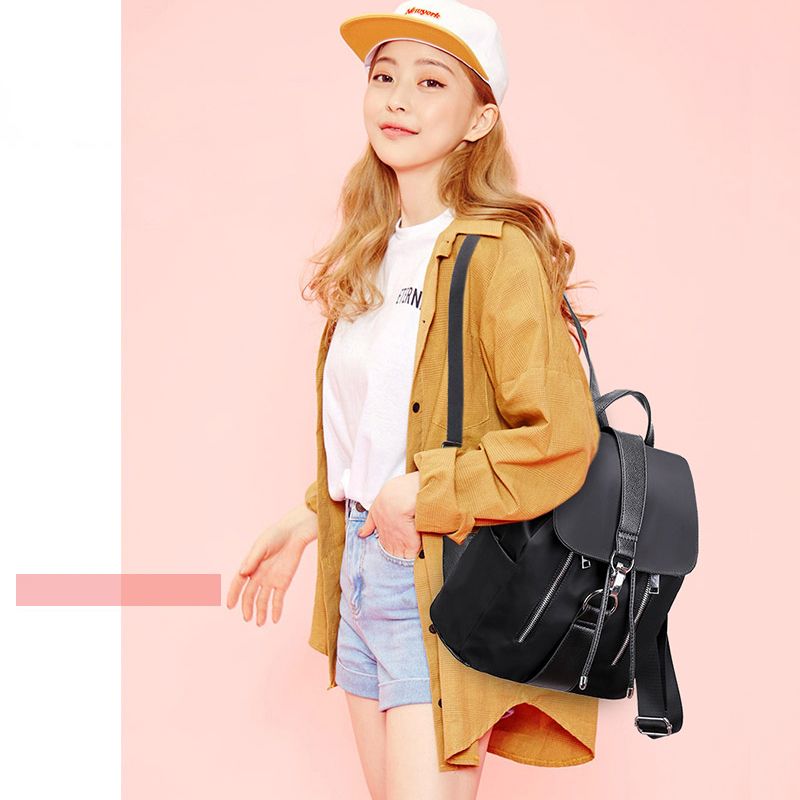 New Arrival Ladies Backpack Bags Women Black Rucksack Black Bag School Bag - Black