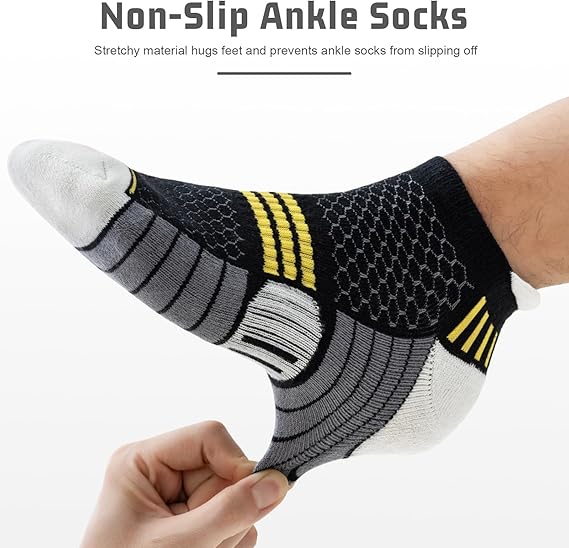 6 Pack Men's Ankle Socks, Cushion Running Athletic Socks, Breathable Sports Low Cut Socks