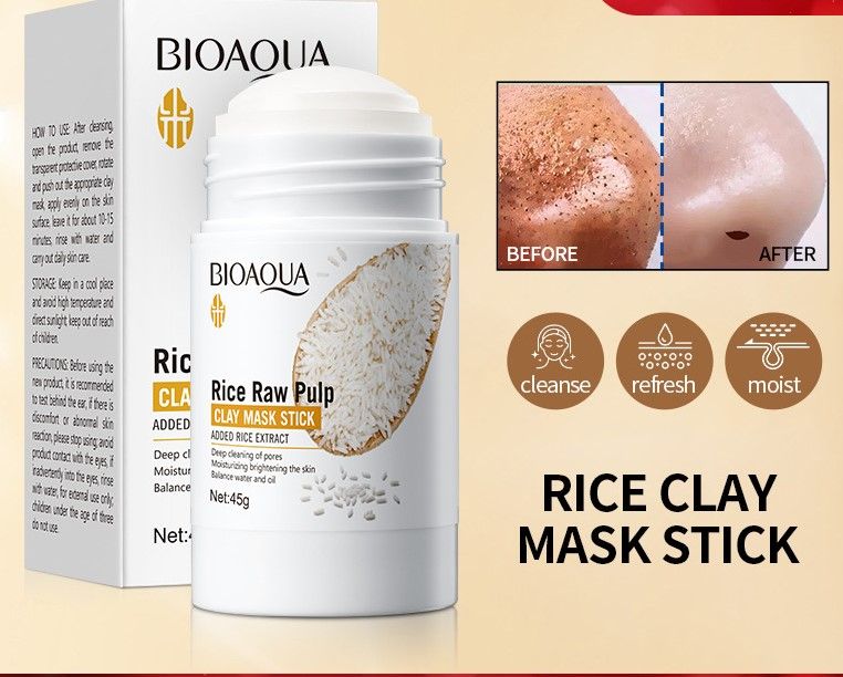 Rice Raw Pulp Clay Mask Stick,deep cleansing,moisturizing,nourishing for skin