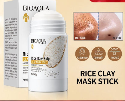 Rice Raw Pulp Clay Mask Stick,deep cleansing,moisturizing,nourishing for skin